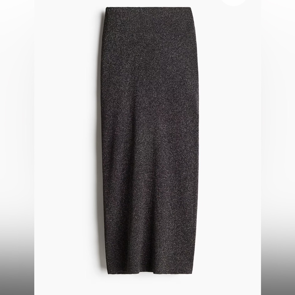 GLITTERY RIB-KNIT SKIRT